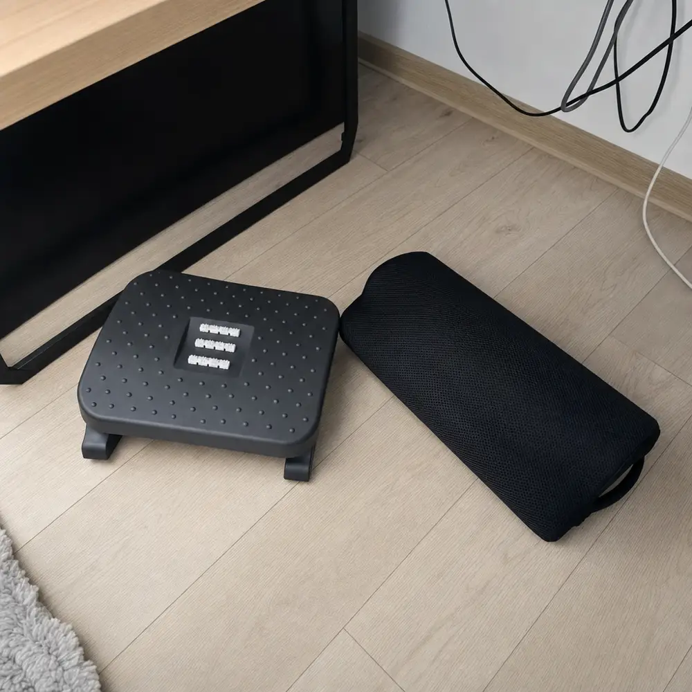 Duo Bureau Reposia : le coussin à mémoire de forme et le repose-pied ergonomique réunis
